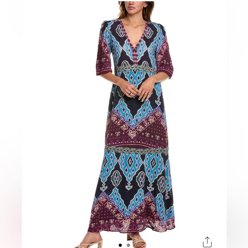 ba&sh Blue and Black V-Neck Maxi Sundress- BA&SH size 2 (special sizing)